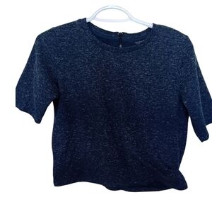 Topshop Navy Speckled Zip‎ Back Zipper top, Casual Women's Shirt Size US 4